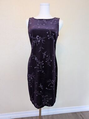 Vintage 90s Purple Floral Velvet Dress (Fits Like a Petite Small)